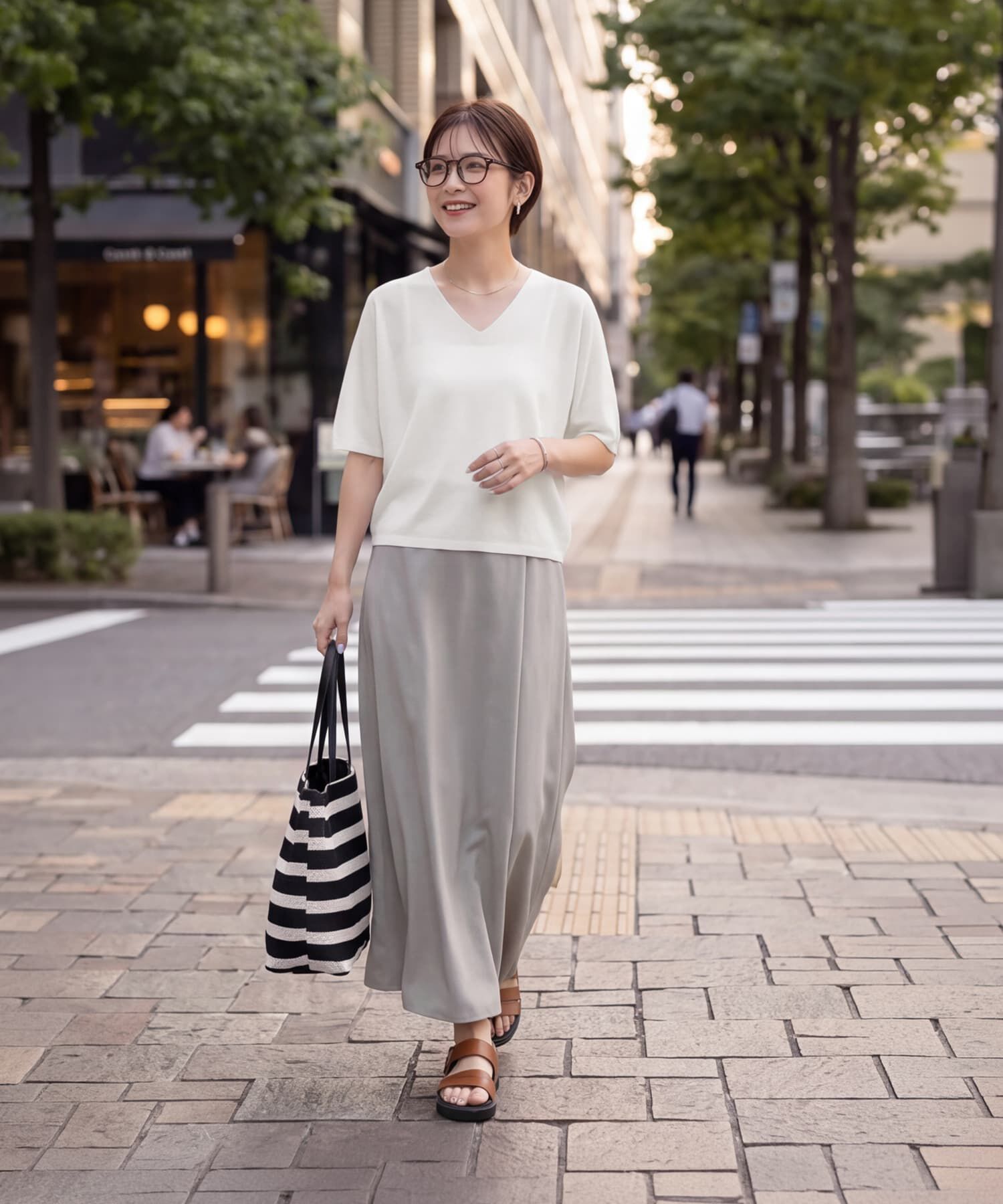 STYLE DELI「【LUXE】麻混リラックスVネックニットトップス」|Tシャツ・カットソー|