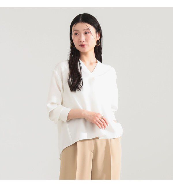 Demi-Luxe BEAMS 「ストレッチ サテン ブラウス」|シャツ・ブラウス|
