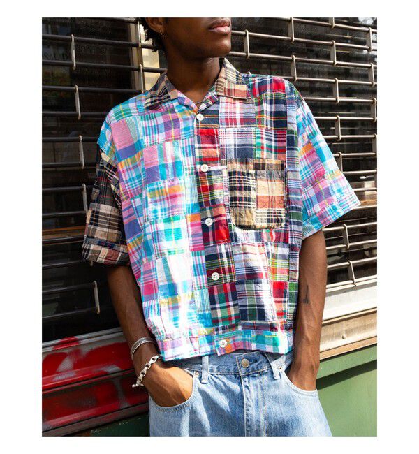 BEAMS PLUS「Cabana Boy-SHT Patchwork Madras Beige」|シャツ・ブラウス|