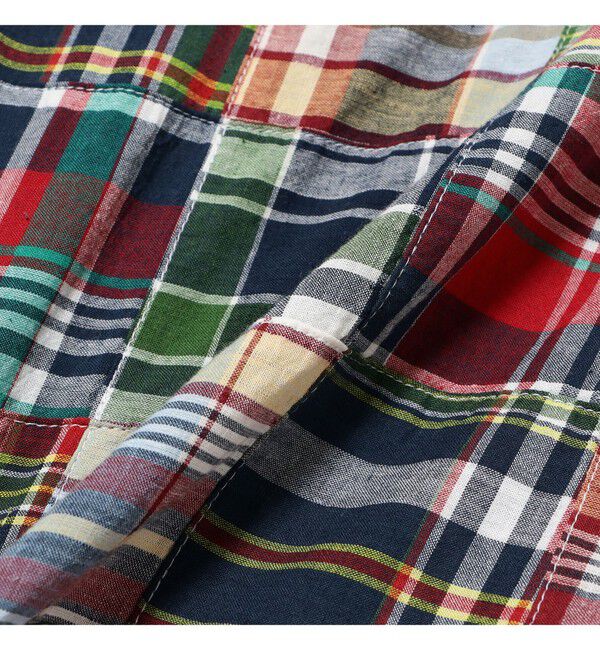 BEAMS PLUS「Cabana Boy-SHT Patchwork Madras Beige」|シャツ・ブラウス|