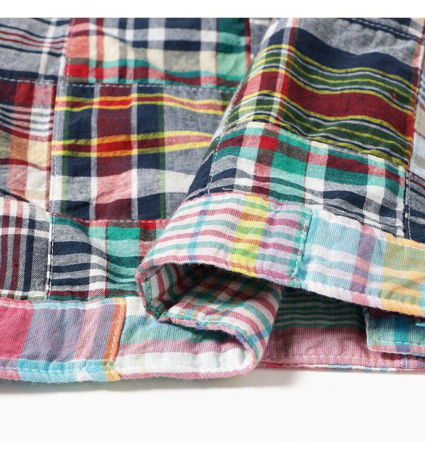 BEAMS PLUS「Cabana Boy-SHT Patchwork Madras Beige」|シャツ・ブラウス|