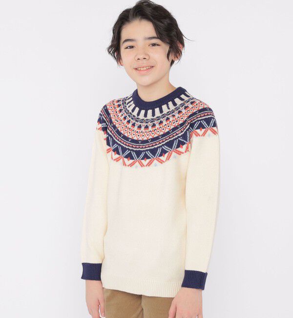 SHIPS KIDS「SHIPS KIDS:140～160cm /〈洗濯機可能〉フェアアイル ニット」|ニット・セーター|