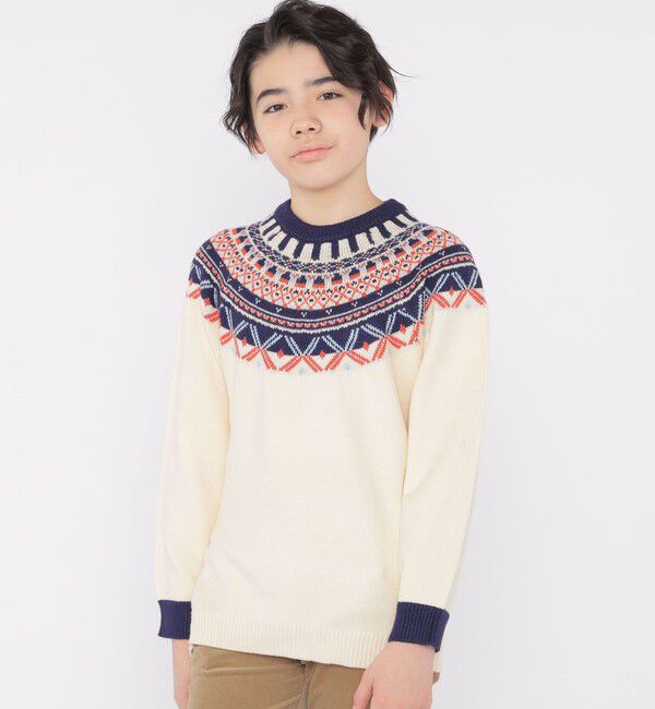 SHIPS KIDS「SHIPS KIDS:140～160cm /〈洗濯機可能〉フェアアイル ニット」|ニット・セーター|