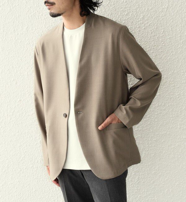 SHIPS Colors 「SHIPS Colors:〈吸水速乾・洗濯機可能〉2WAY ストレッチ ノーカラー ジャケット◇」|ノーカラージャケット|