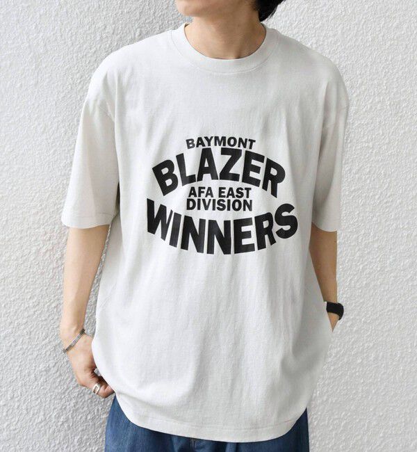 SHIPS any「【SHIPS any別注】ONEITA:〈洗濯機可能〉ピグメント ダイ リラックス ロゴ プリント Tシャツ◇」|Tシャツ・カットソー|オフホワイト