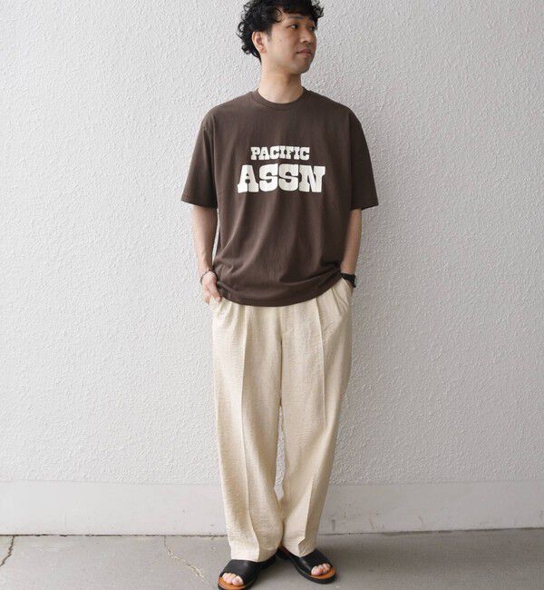 SHIPS any「【SHIPS any別注】ONEITA:〈洗濯機可能〉ピグメント ダイ リラックス ロゴ プリント Tシャツ◇」|Tシャツ・カットソー|