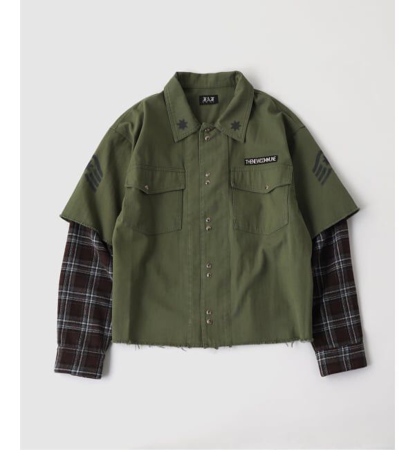 PULP「FAF (FAKE AS FLOWERS) / フェイク アス フラワーズ DOUBLE SLEEVE UTILITY SHIRTS」|シャツ・ブラウス|カーキ