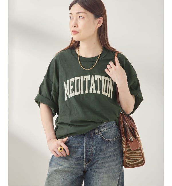 journal standard L'essage「ISNESS MUSIC/イズネス ミュージック 別注カレッジ風Tシャツ」|Tシャツ・カットソー|グリーン