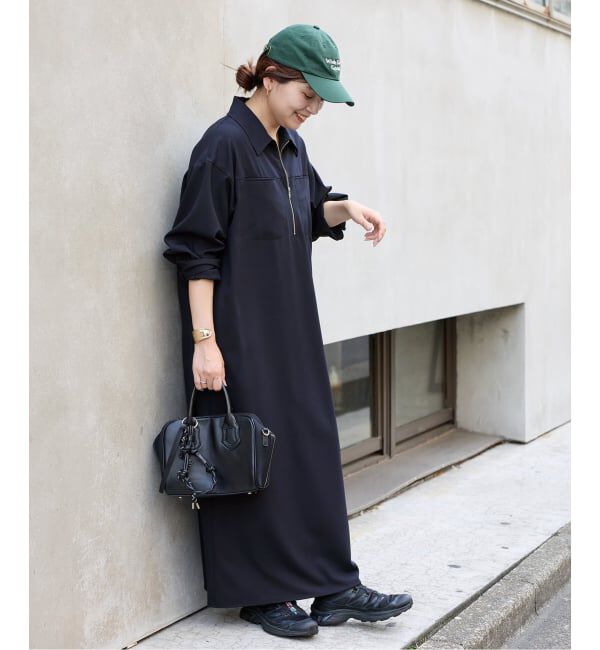 JOURNAL STANDARD「《追加予約》ウーリッシュツイルハーフジップワンピース」|ワンピース|ネイビー