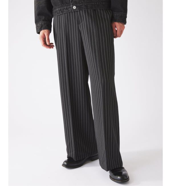 JOURNAL STANDARD relume「《予約》カラージップ ストライプスラックス」|スラックス|ブラック