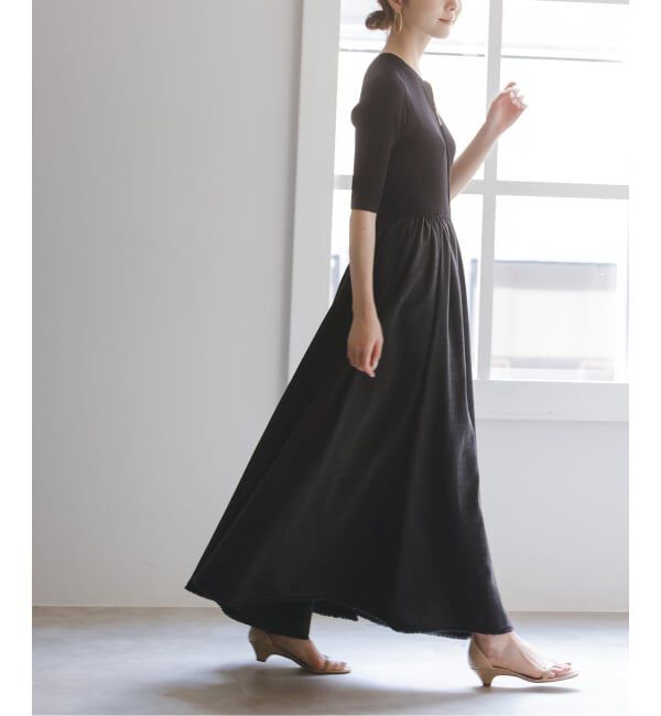 NOBLE「《追加予約・新色》【洗える】フロントジップドッキングワンピース」|ワンピース|グレー