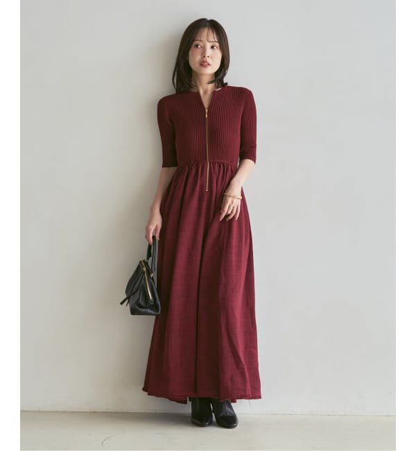 NOBLE「《追加予約・新色》【洗える】フロントジップドッキングワンピース」|ワンピース|