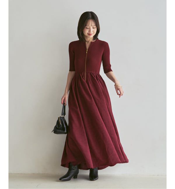NOBLE「《追加予約・新色》【洗える】フロントジップドッキングワンピース」|ワンピース|
