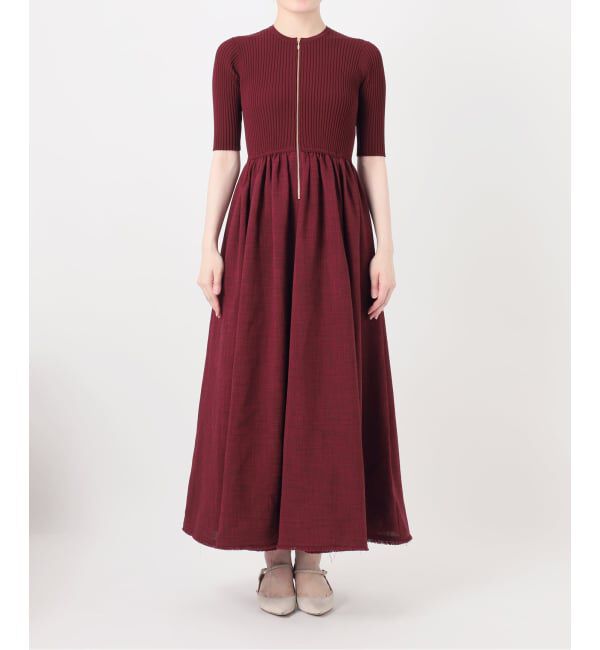 NOBLE「《追加予約・新色》【洗える】フロントジップドッキングワンピース」|ワンピース|