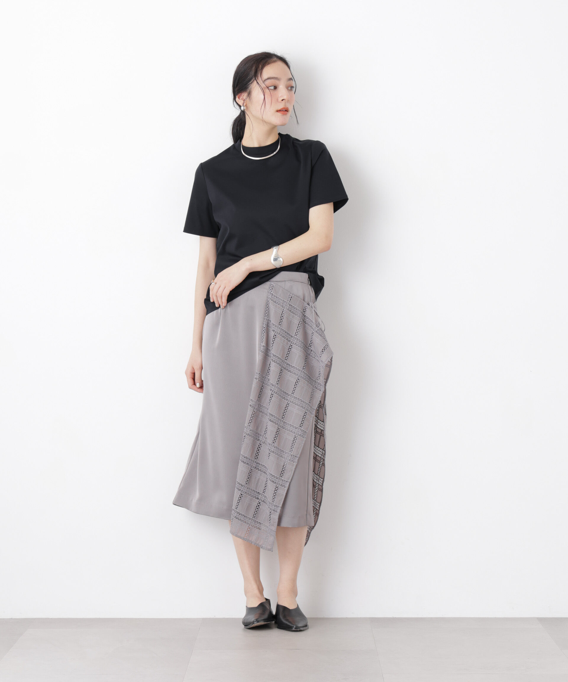 NANO universe「DressT/シルケットスムースモックネックTシャツ」|Tシャツ・カットソー|