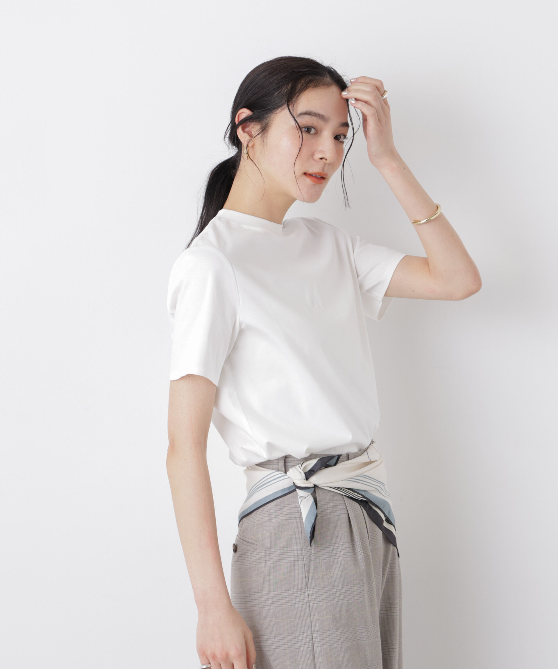 NANO universe「DressT/シルケットスムースモックネックTシャツ」|Tシャツ・カットソー|