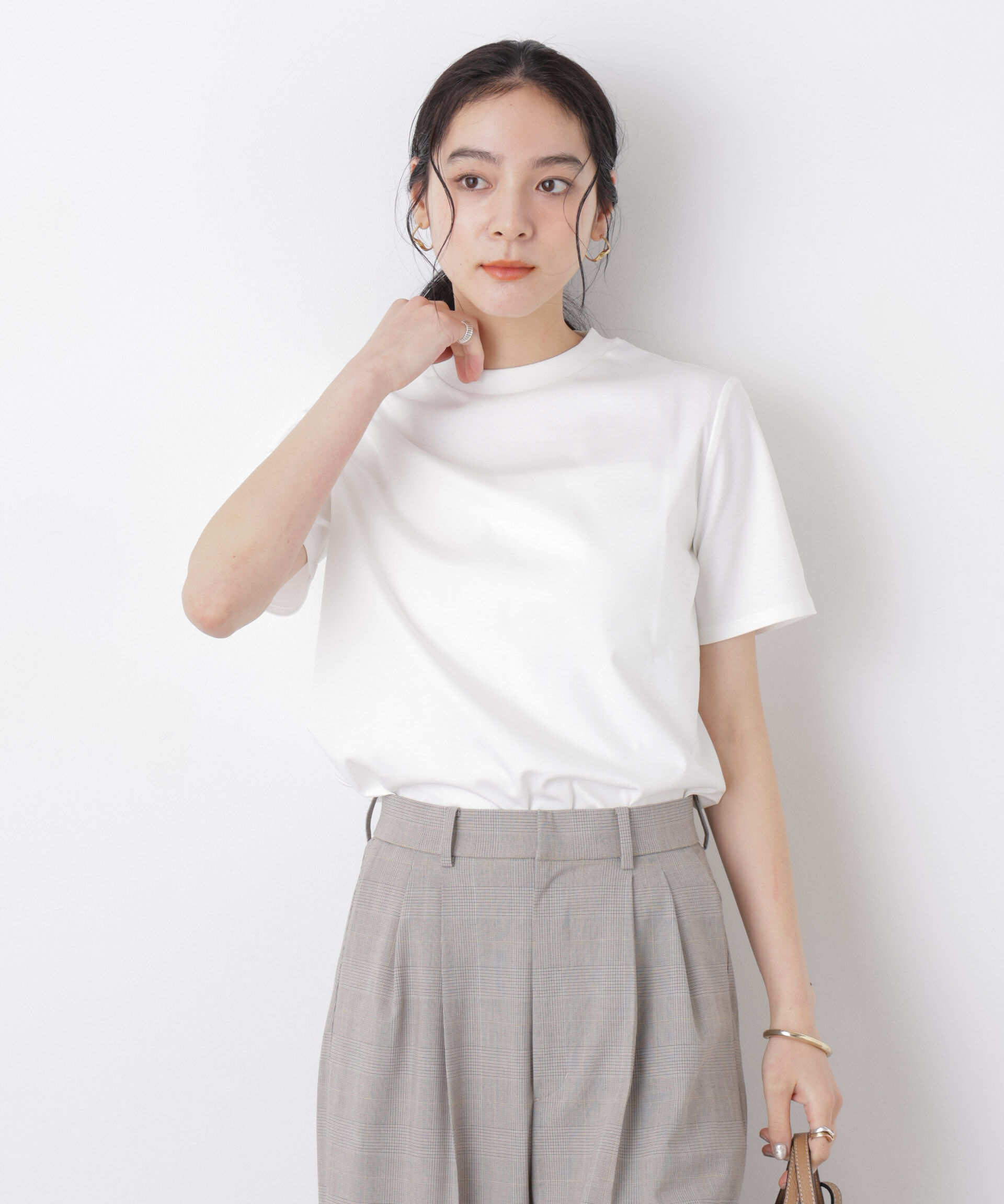 NANO universe「DressT/シルケットスムースモックネックTシャツ」|Tシャツ・カットソー|