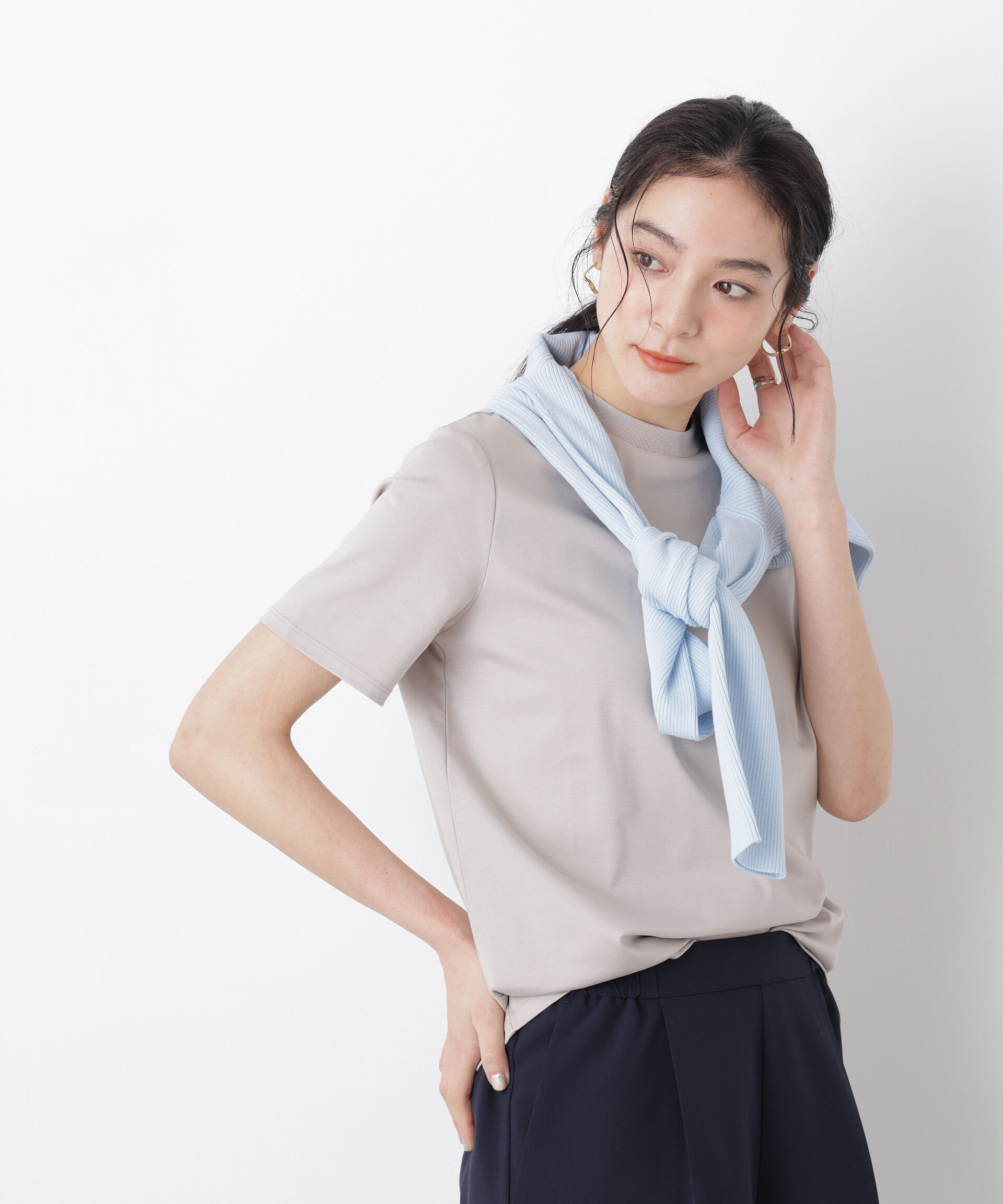 NANO universe「DressT/シルケットスムースモックネックTシャツ」|Tシャツ・カットソー|