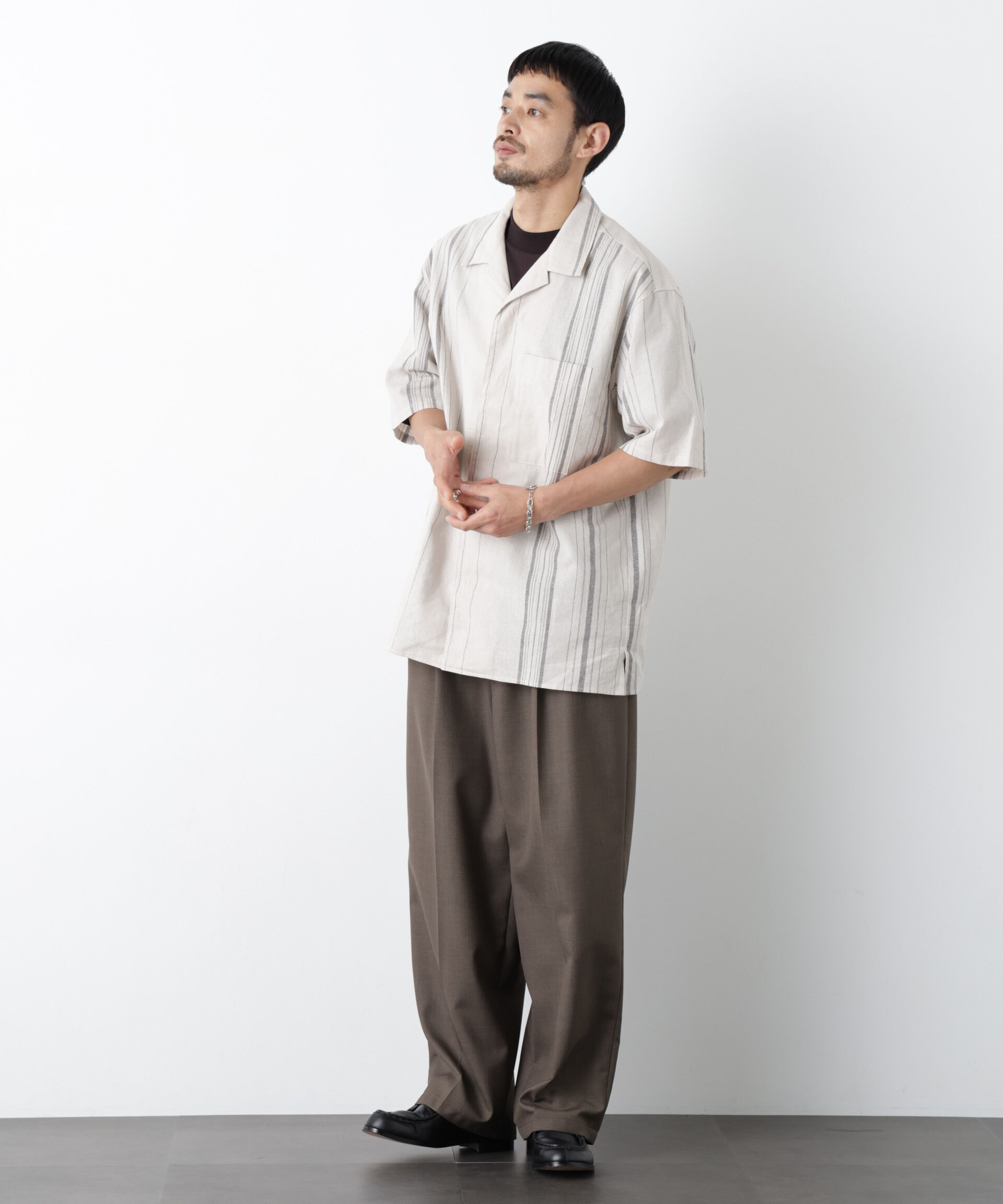 NANO universe「｢FRENCH LINEN｣ フライフロント半袖シャツ」|シャツ・ブラウス|