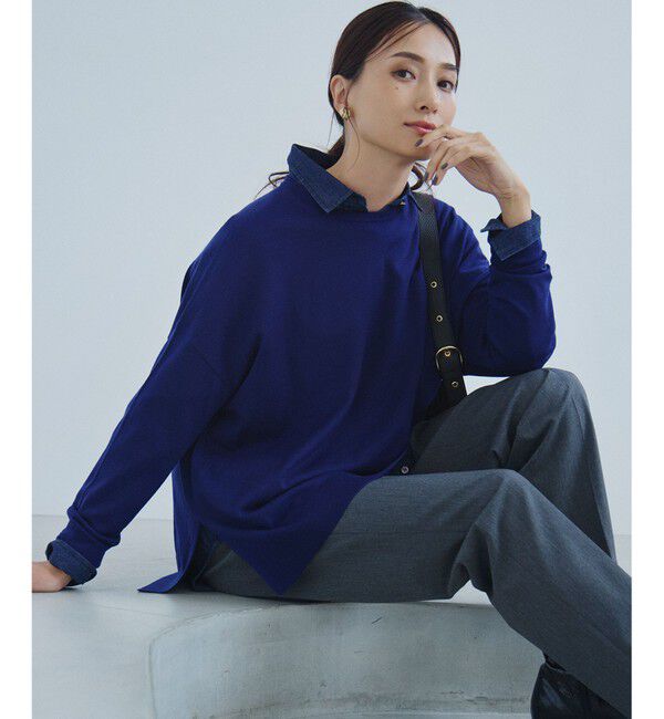 23区「【WEB限定カラーあり/洗える】ウーステッドウール ワイドシルエット ニット」|ニット・セーター|ブルー系
