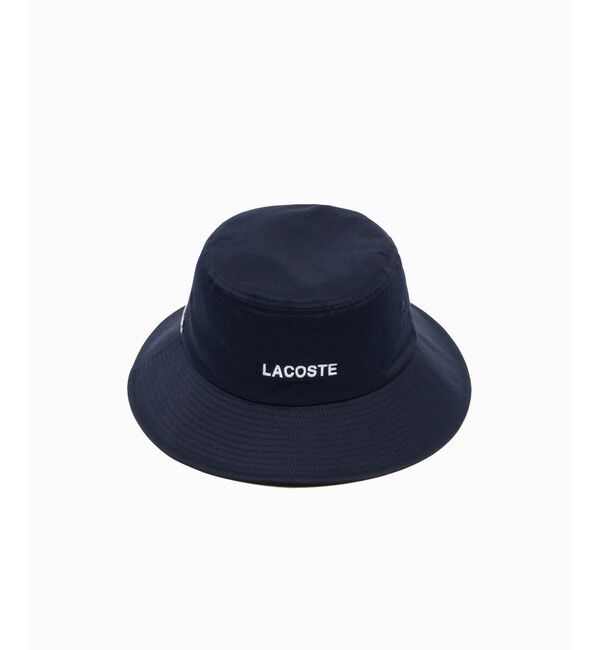 LACOSTE「ブランドネームロゴ刺繍エッセンシャルバケットハット」|ハット|ネイビー