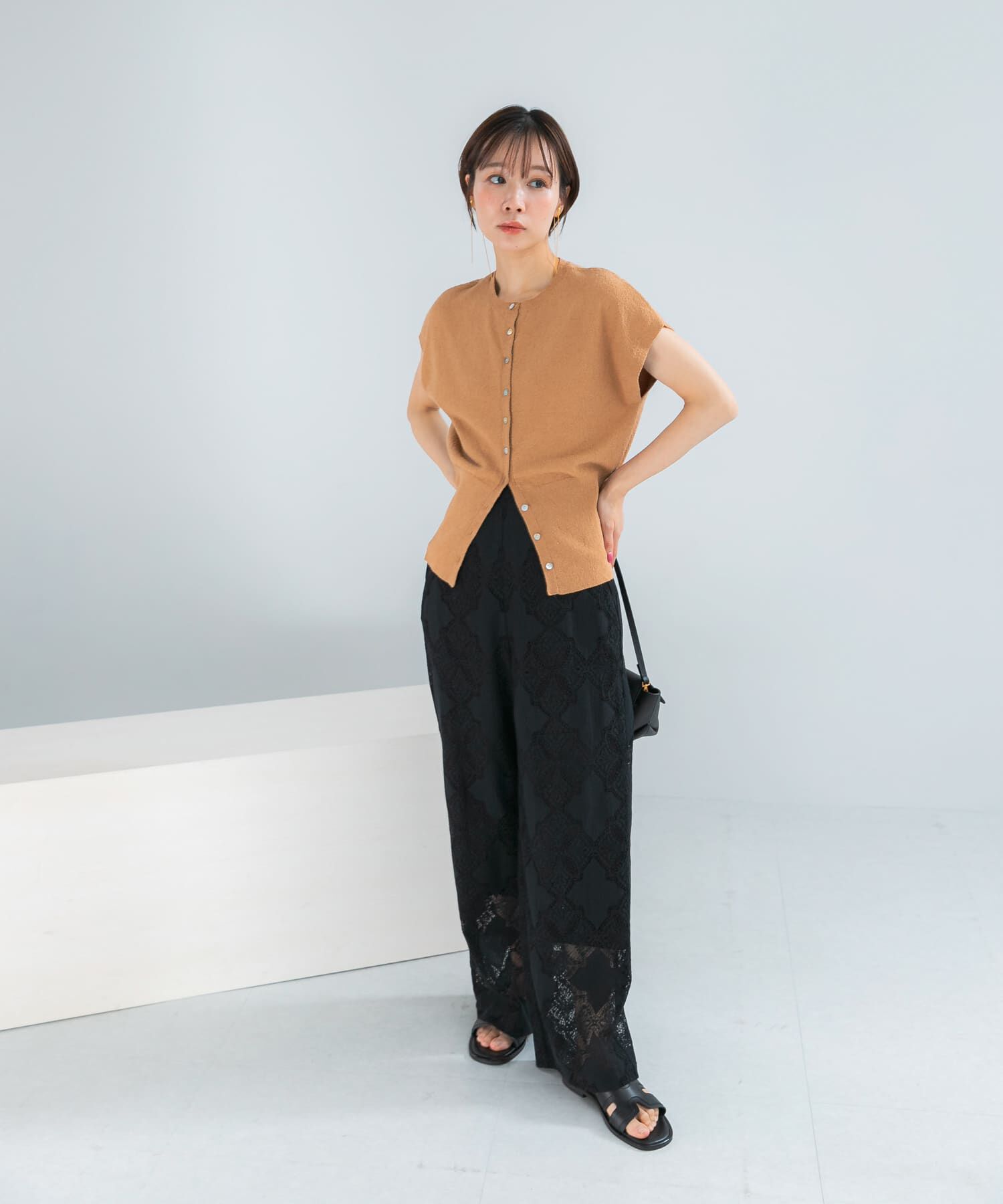 URBAN RESEARCH ROSSO「リネンコットンウエストシェイプデザインニット」|ニット・セーター|