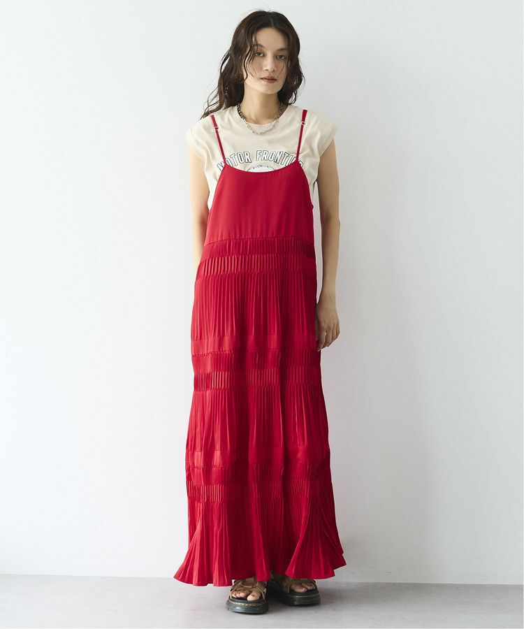 GARAGE OF GOOD CLOTHING「ランダムプリーツキャミワンピース」|ワンピース|Red