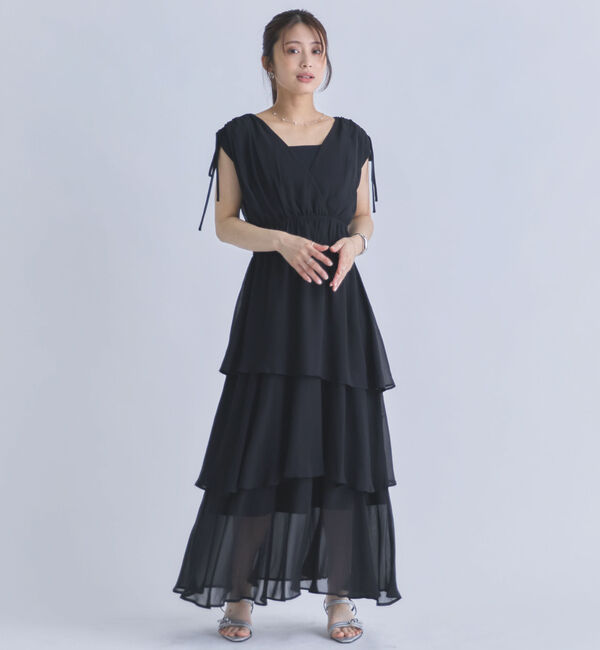 archives「フリルティアードカシュクールノースリワンピース」|ワンピース|BLACK