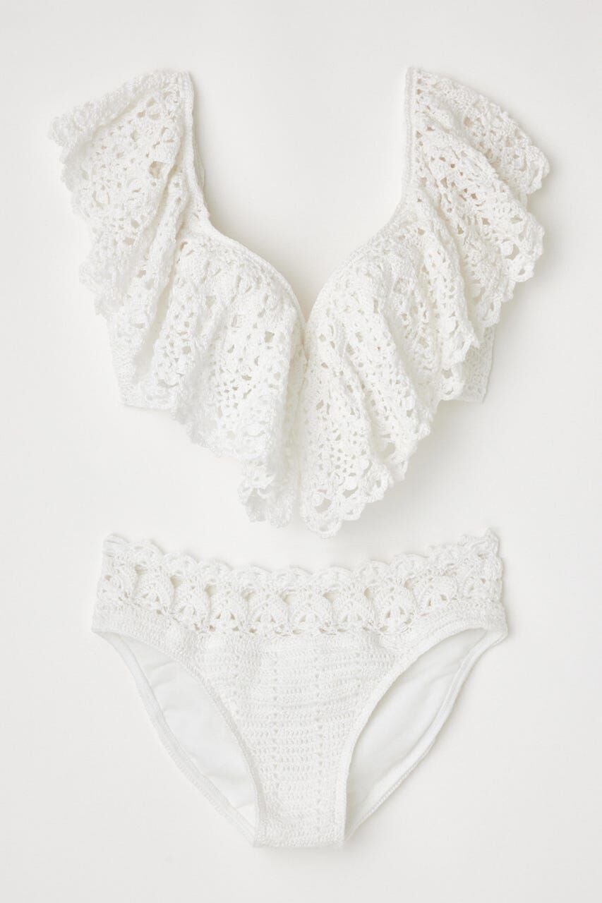 rienda「ショルダーフリルクロシェカップビキニ」|その他|WHT