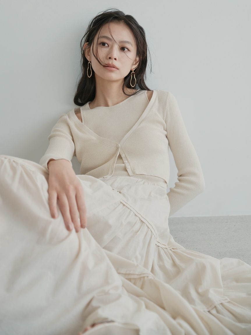 FRAY I.D「リブニットコンビティアードワンピース」|ワンピース|