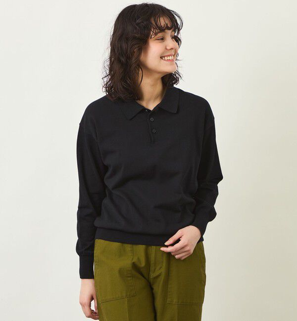 MACKINTOSH PHILOSOPHY「GREY LABEL ラインニットポロ」|ニット・セーター|ブラック
