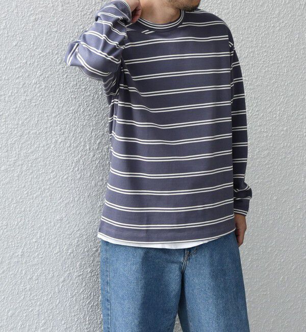 SHIPS any「【SHIPS any別注】sports wear: レトロ カラー ボーダー Tシャツ (ロンT)◇」|Tシャツ・カットソー|