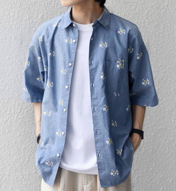 SHIPS any「SHIPS any:〈洗濯機可能〉グリッター プリント レギュラー ハーフスリーブ シャツ◇」|シャツ・ブラウス|