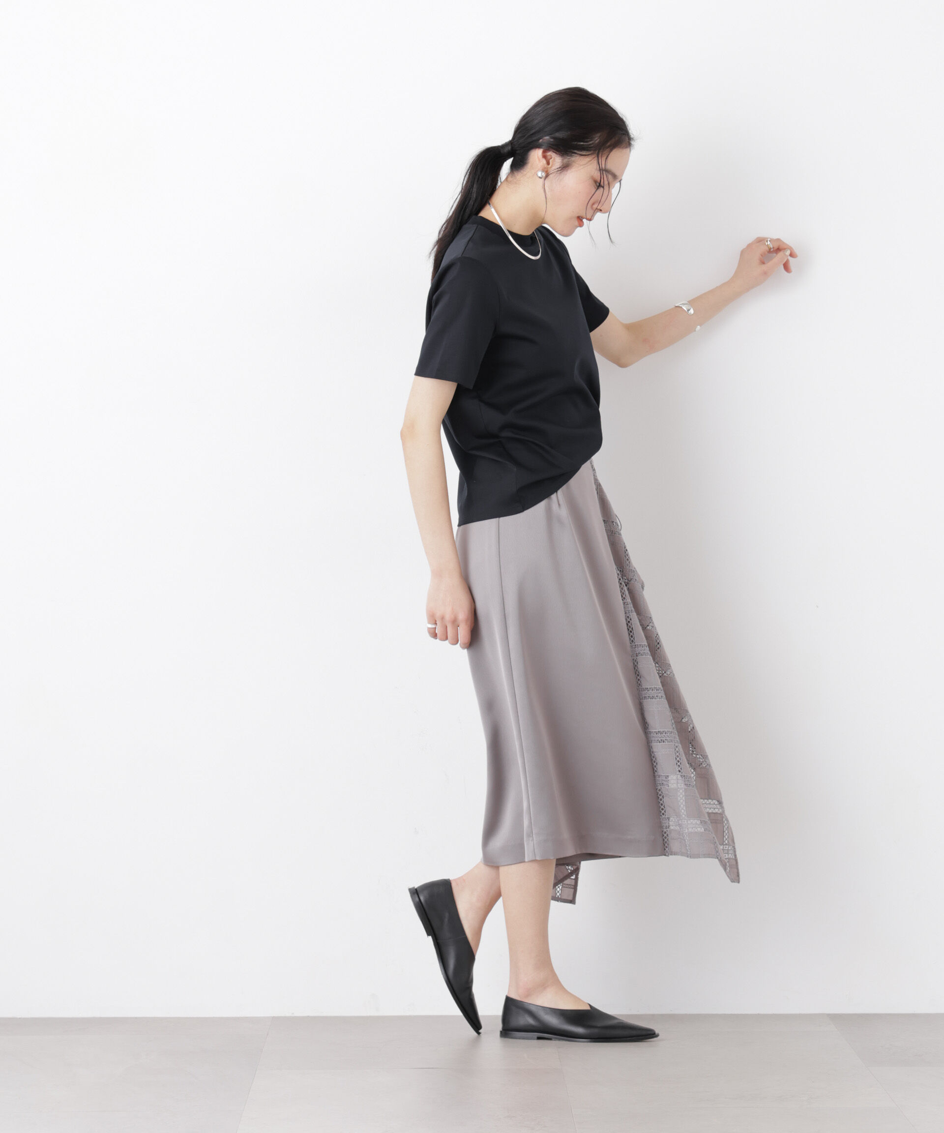 NANO universe「DressT/シルケットスムースモックネックTシャツ」|Tシャツ・カットソー|