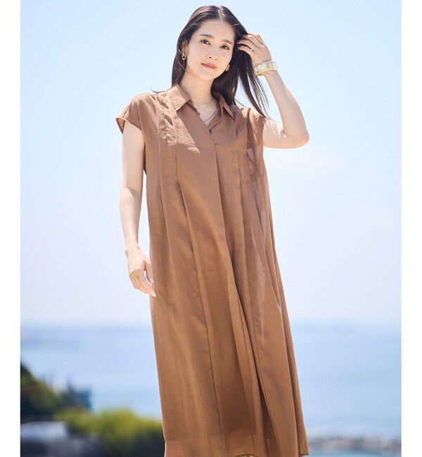 自由区「【カタログ掲載・WEB限定カラーあり】シアーラミーローンスキッパーシャツ ワンピース」|ワンピース|