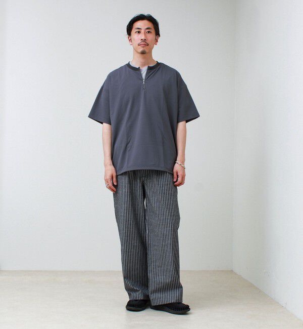 GLOSTER「カットサッカー ハーフジップTシャツ」|Tシャツ・カットソー|