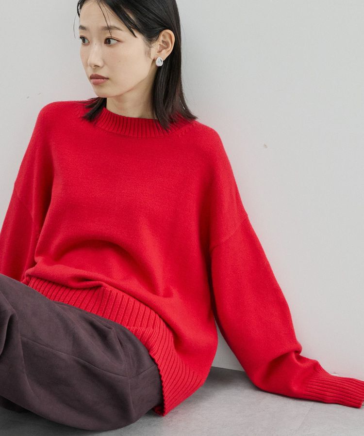 AMERICAN HOLIC「バイパチモックネックニットプルオーバー＜静電気軽減＞」|ニット・セーター|Red