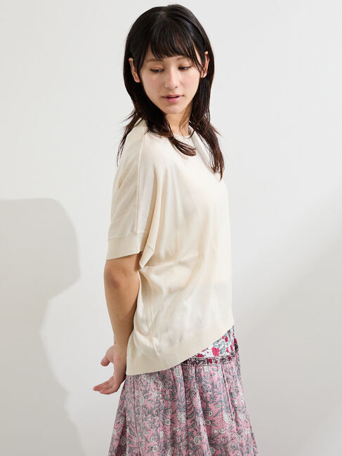 Samansa Mos2「◇【マシンウォッシャブル.接触冷感】麻タッチニットPO」|ニット・セーター|
