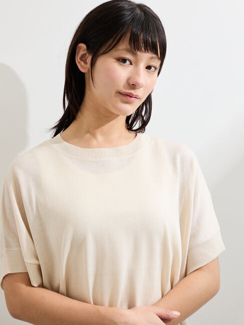 Samansa Mos2「◇【マシンウォッシャブル.接触冷感】麻タッチニットPO」|ニット・セーター|