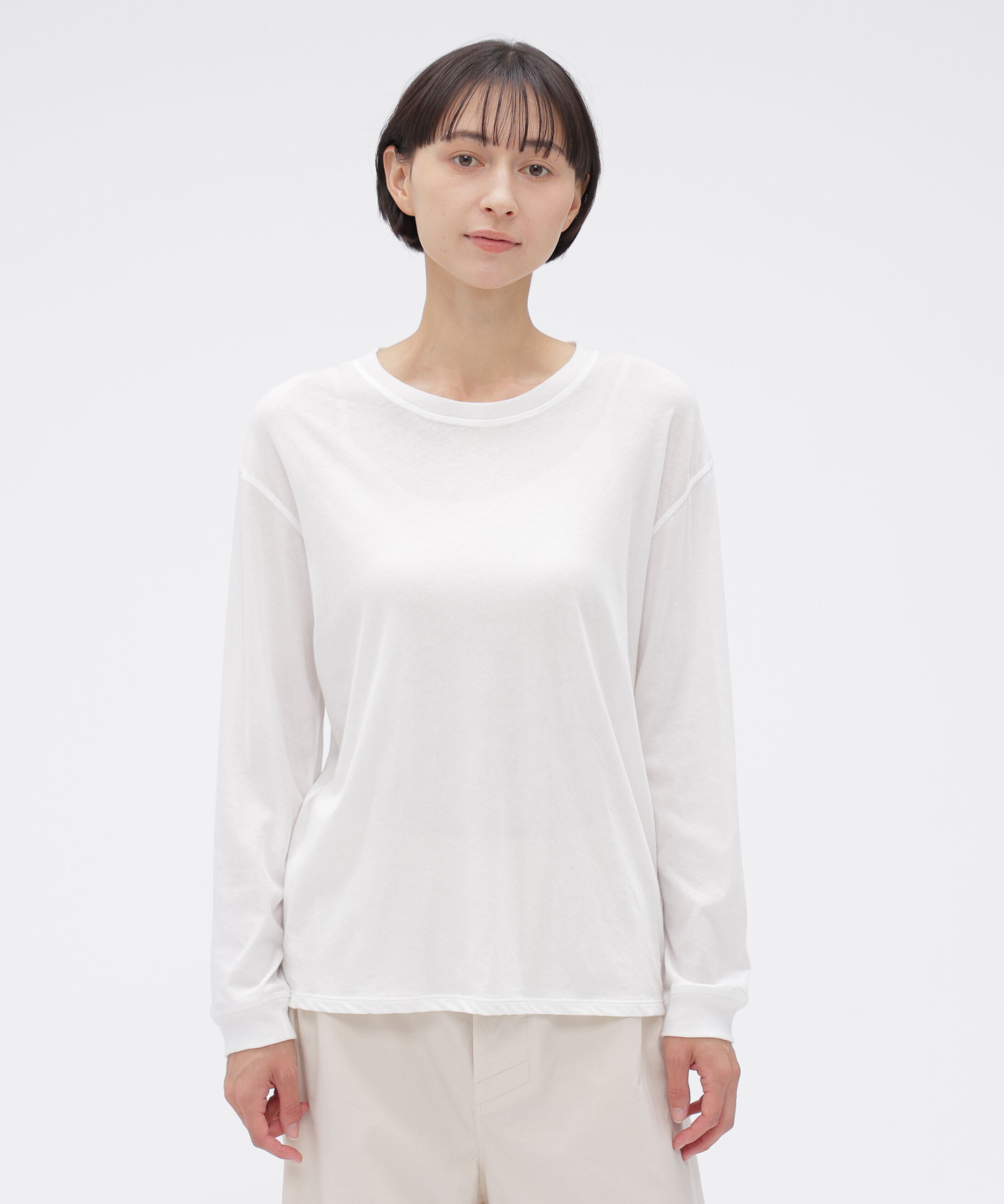 MARGARET HOWELL HOUSEHOLDGOODS「SIRO SPUN COTTON JERSEY TOP」|Tシャツ・カットソー|WHITE