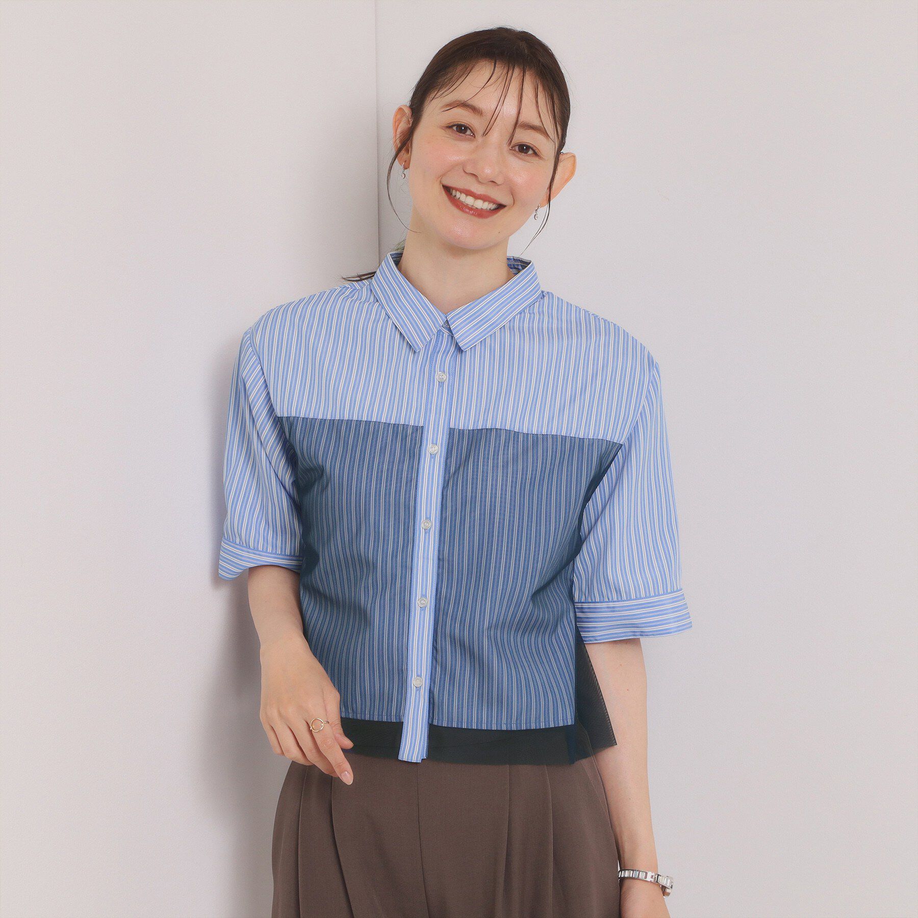 ITS&rsquo;DEMO「チュールコンビブラウス」|シャツ・ブラウス|サックスブルー(39