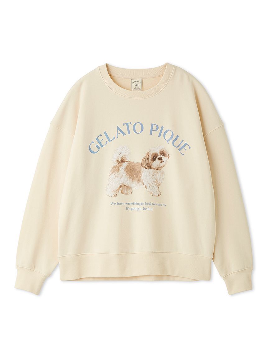 gelato pique「【UVカット】お散歩ドッグワンポイント裏毛プルオーバー」|ルームウェア|