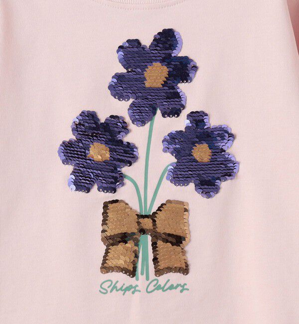 SHIPS Colors 「SHIPS Colors:100～130cm / 〈手洗い可能〉スパンコール 刺繍 ロンT」|Tシャツ・カットソー|