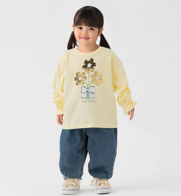 SHIPS Colors 「SHIPS Colors:100～130cm / 〈手洗い可能〉スパンコール 刺繍 ロンT」|Tシャツ・カットソー|