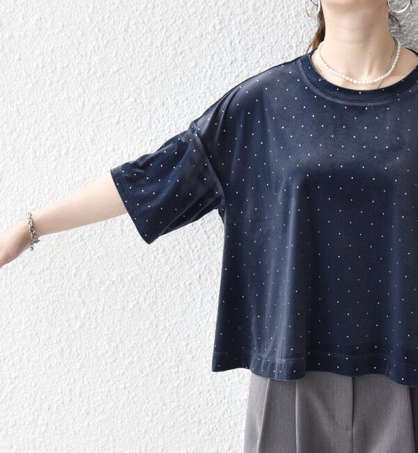 SHIPS any「《予約》SHIPS any:〈洗濯機可能〉ポリエステルベロア ラメ ドット ワイド カットソー」|Tシャツ・カットソー|