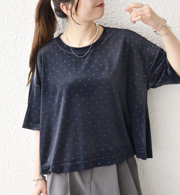 SHIPS any「《予約》SHIPS any:〈洗濯機可能〉ポリエステルベロア ラメ ドット ワイド カットソー」|Tシャツ・カットソー|