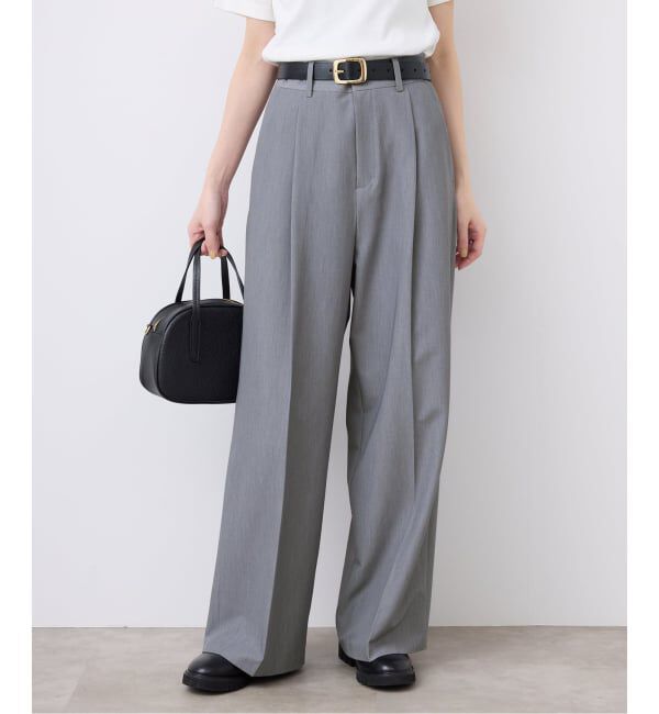 SLOBE IENA「《WEB限定/4サイズ展開/追加予約》TRワイドトラウザー」|スラックス|グレーA