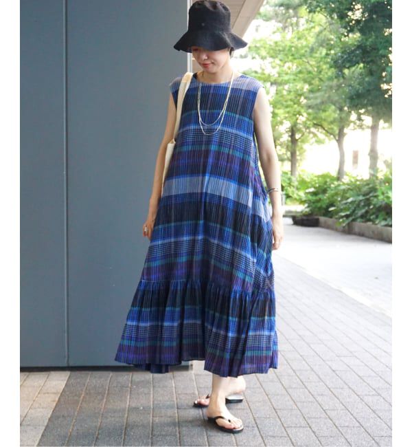 journal standard luxe「チェック フレアーワンピース」|ワンピース|ネイビー A