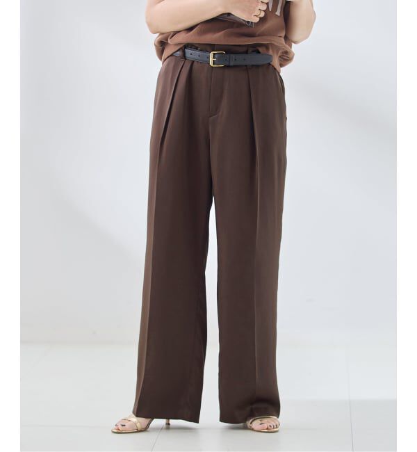 journal standard L'essage「《予約》サテンタックパンツ」|スラックス|ブラウン B