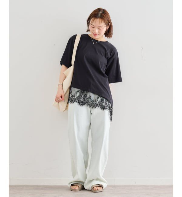 U by SPICK&SPAN「《追加》ハーフスリーブレースTEE」|Tシャツ・カットソー|